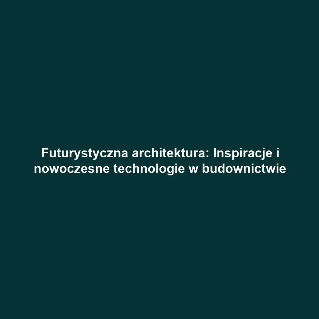 Futurystyczna architektura: Inspiracje i nowoczesne technologie w budownictwie