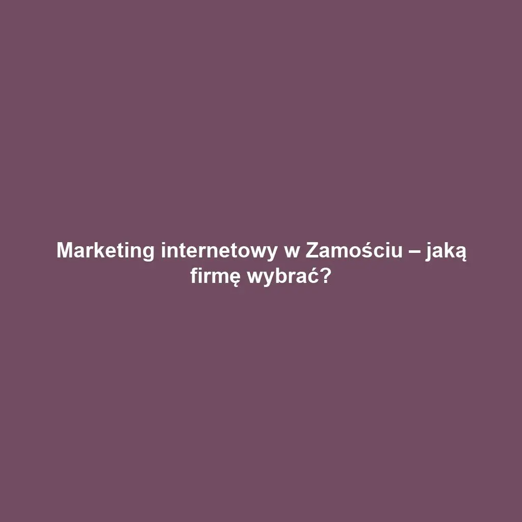Marketing internetowy w Zamościu – jaką firmę wybrać?