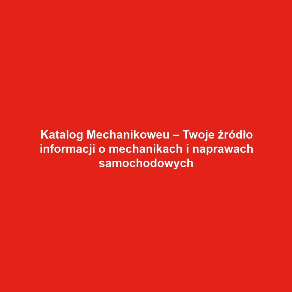Katalog Mechanikoweu – Twoje źródło informacji o mechanikach i naprawach samochodowych
